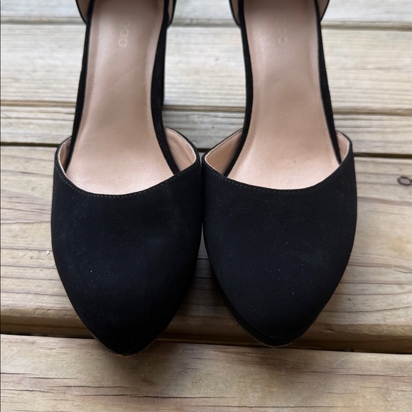 Iamqoo Women’s Size 8.5 Black Almond Toe Ankle Strap High Heels Strappy 3.5” - Picture 4 of 11